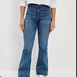 Women's American Eagle High Rise Flare Jeans Size 8 Long